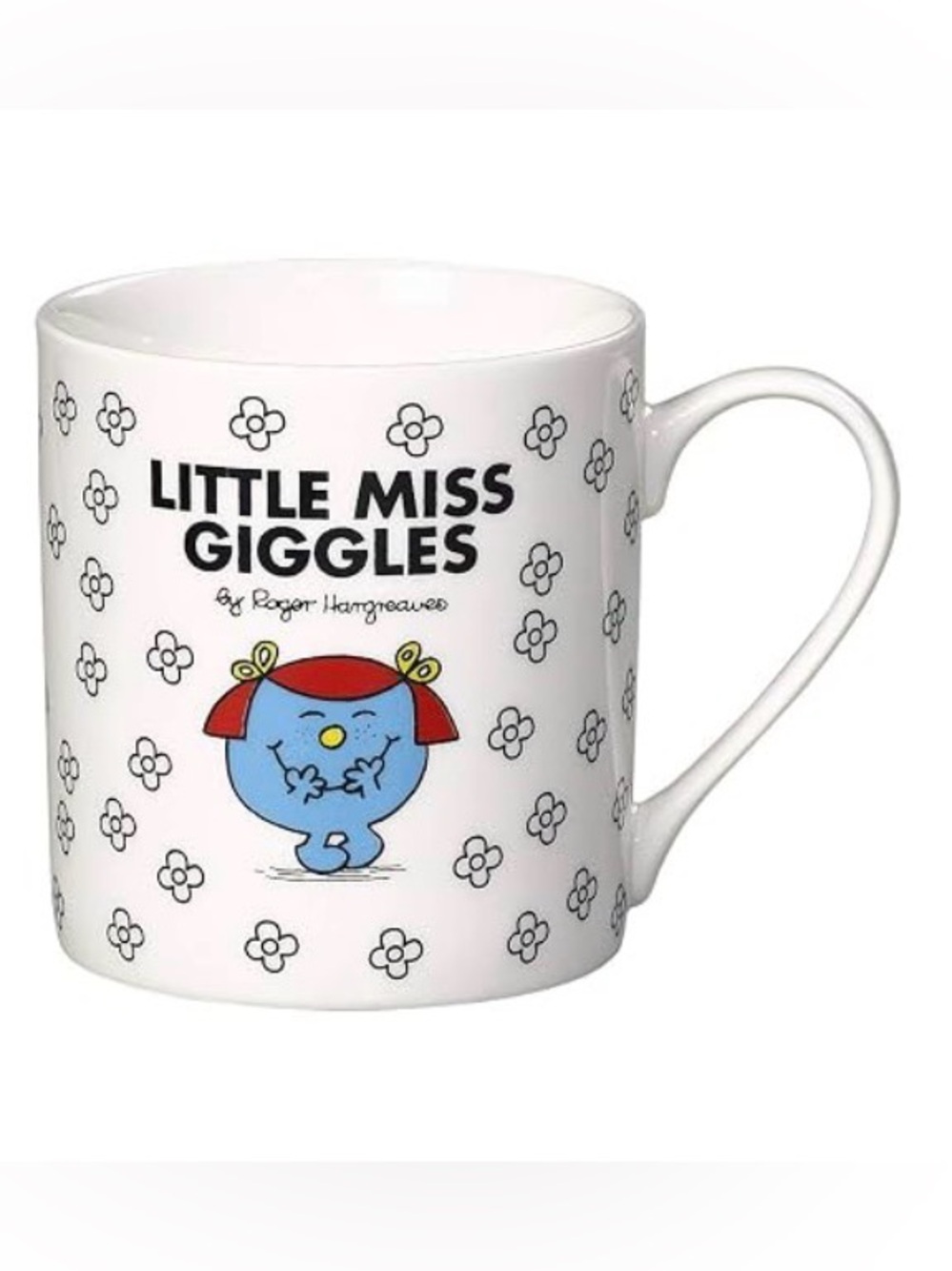 Little Miss Giggles White Kids Mug with Blue Character